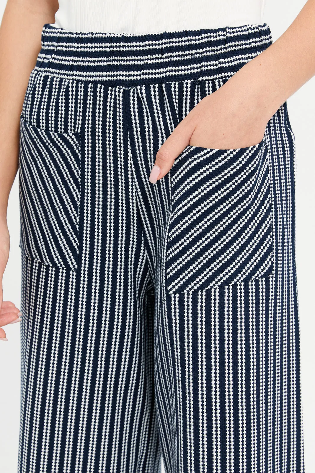 Senior Girls Navy And White Striped Culottes