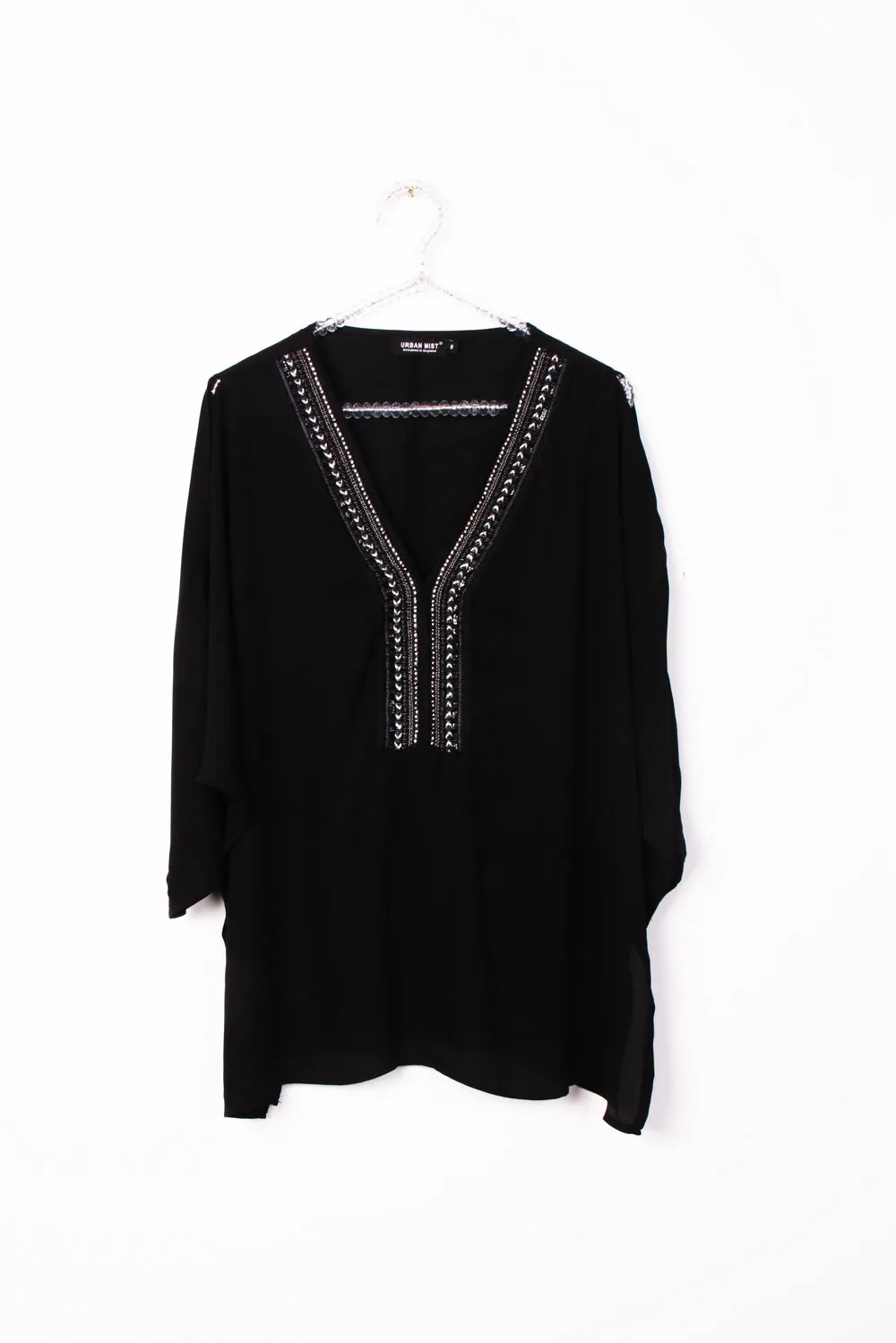 Sequin Embellished Cold Shoulder Top