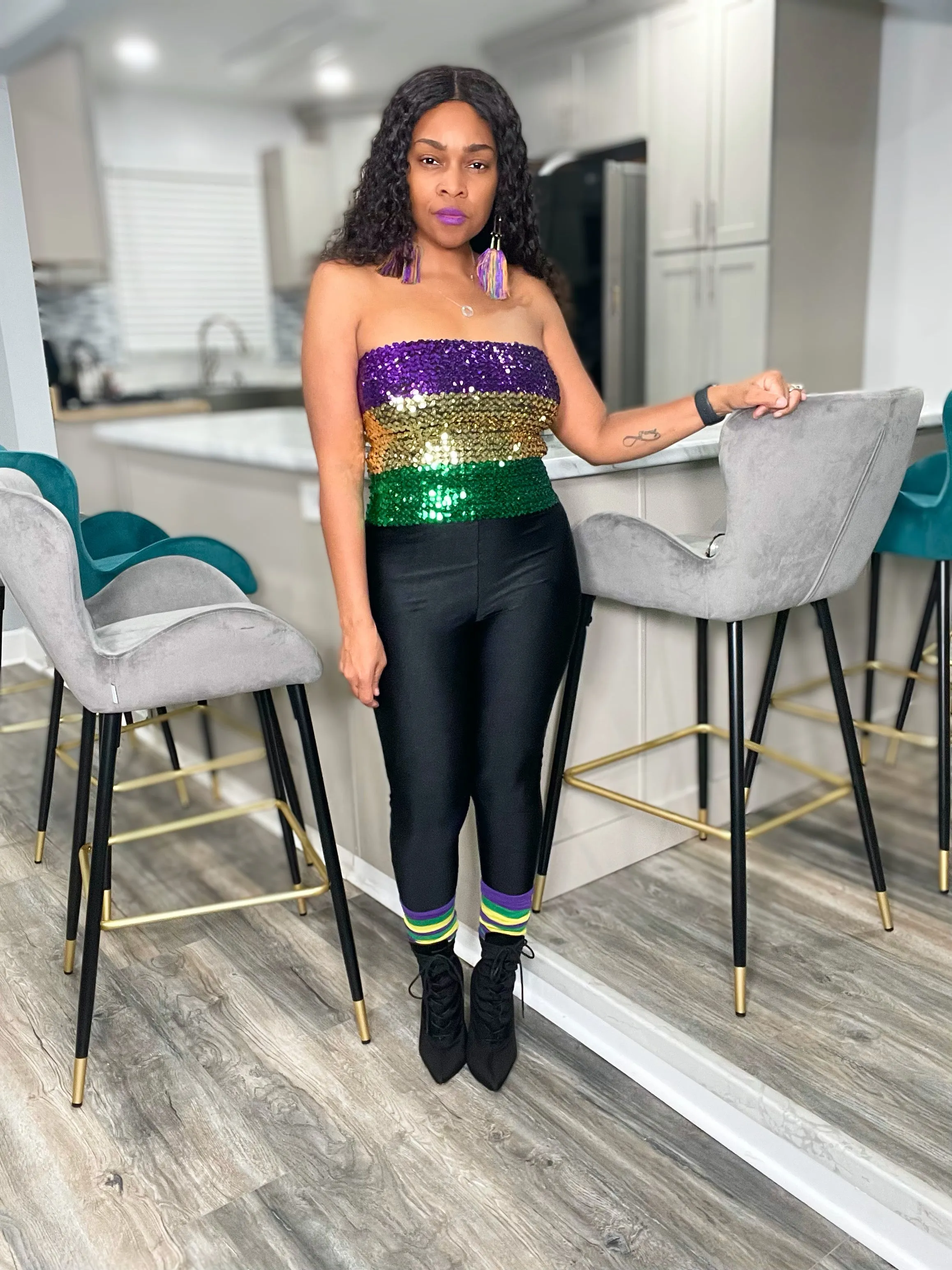 Sequin in the Mardi Gras Tube Top