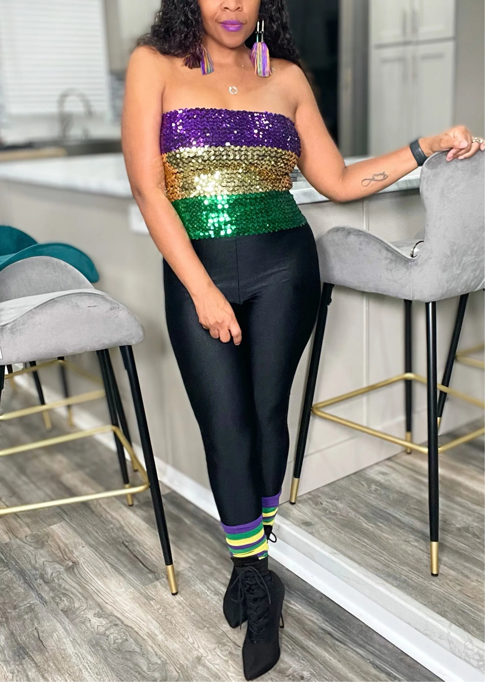 Sequin in the Mardi Gras Tube Top