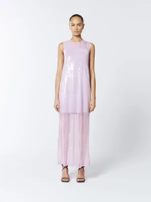 Sequined Sheer Gown in Wisteria Purple