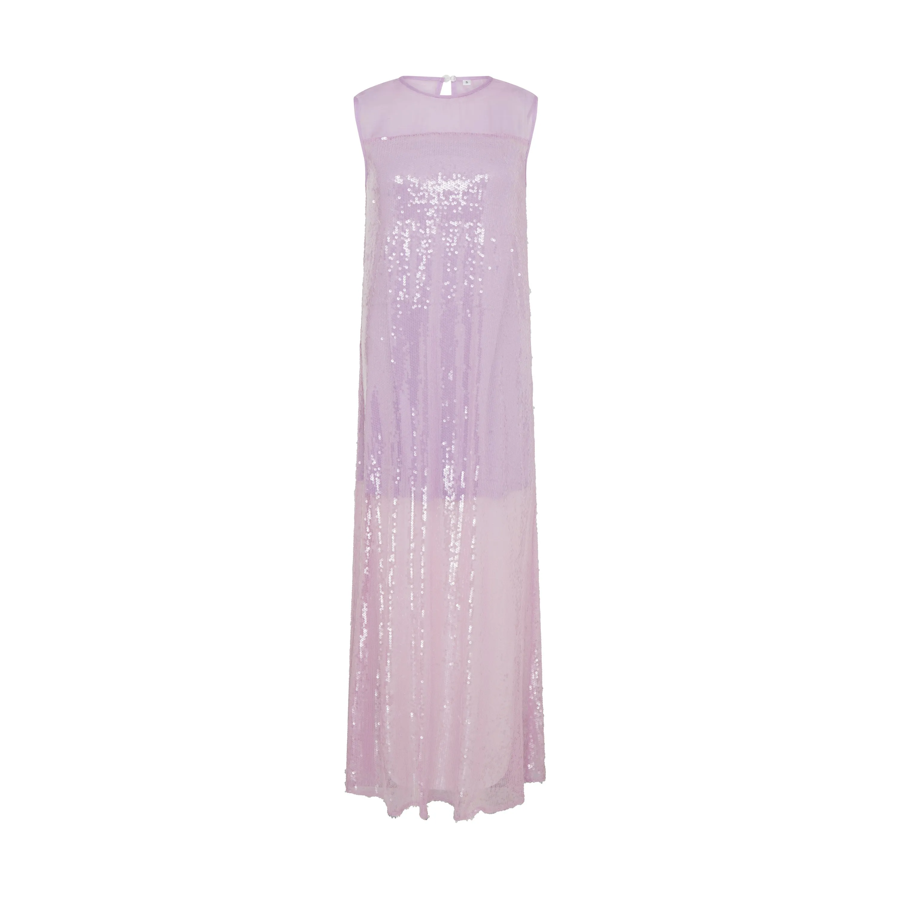 Sequined Sheer Gown in Wisteria Purple