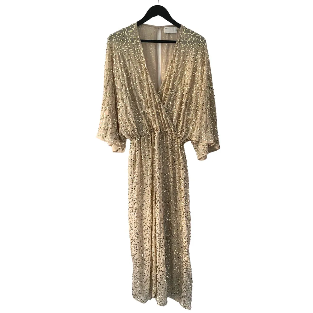 Sequins Wide Leg Jumpsuit Nude SIZE 12