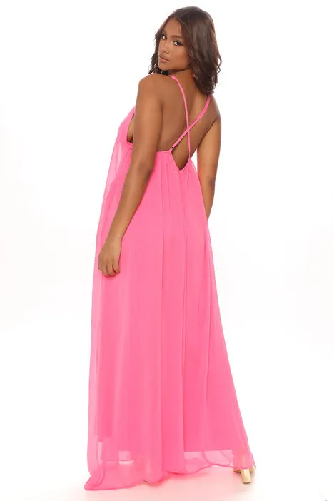 Sexy Pink Wide Leg Backless Jumpsuit