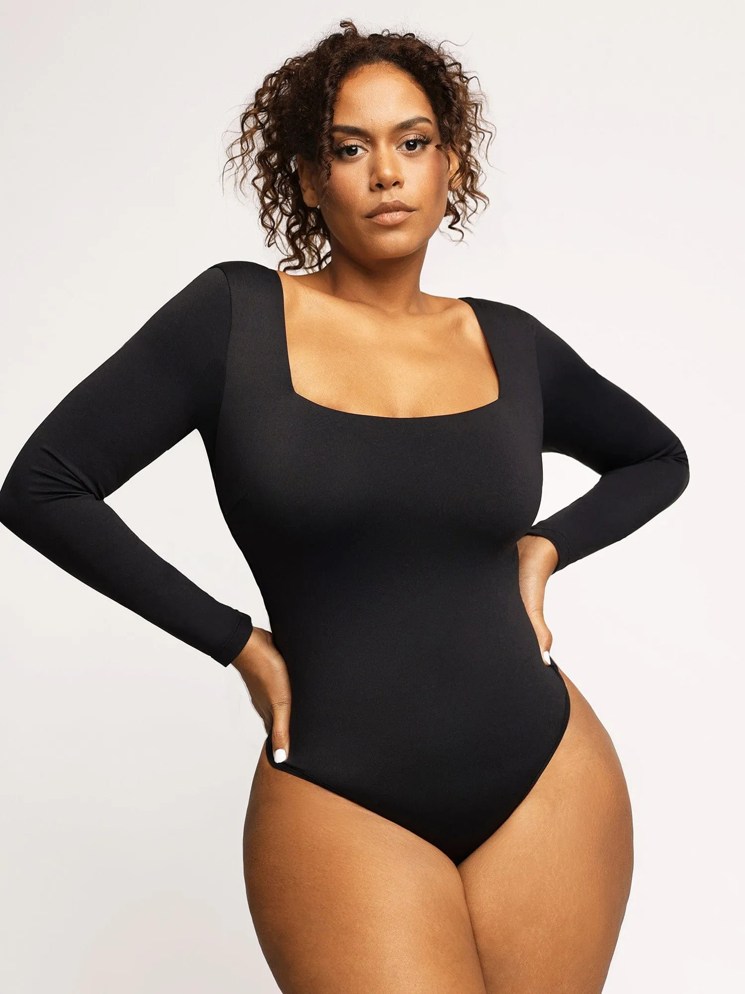 Shapewear Long Sleeve Square Neck Tummy Control Bodysuit