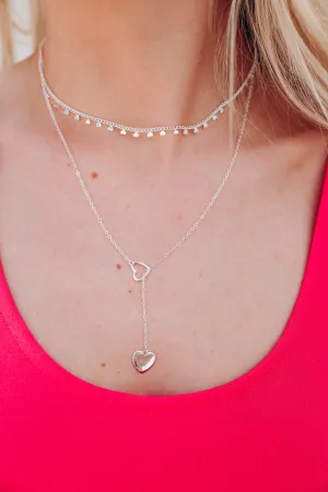 Shay Layered Heart Necklace - Silver