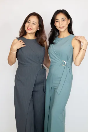 Side Overlap Belted Jumpsuit