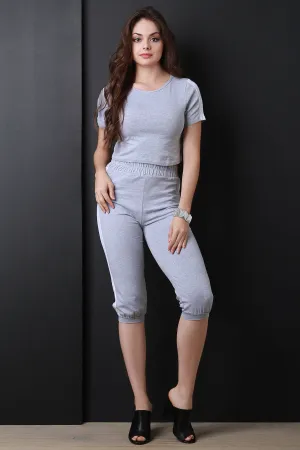 Side Stripe Knit Capri Jogger Pants