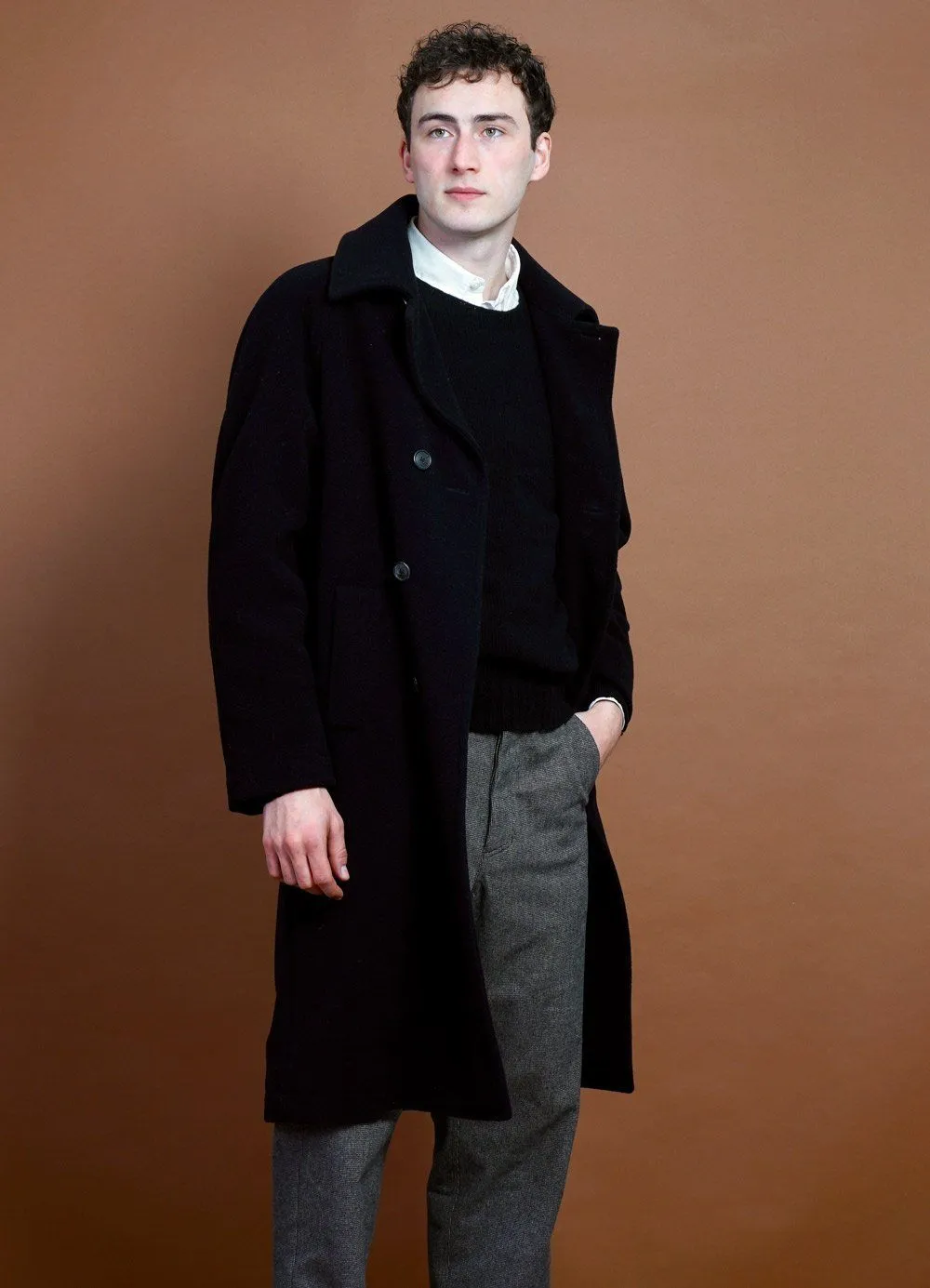 SIGURD | Long Lined Wool Coat | Black