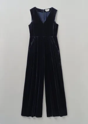 Silk Velvet Wide Leg Jumpsuit | Obsidian