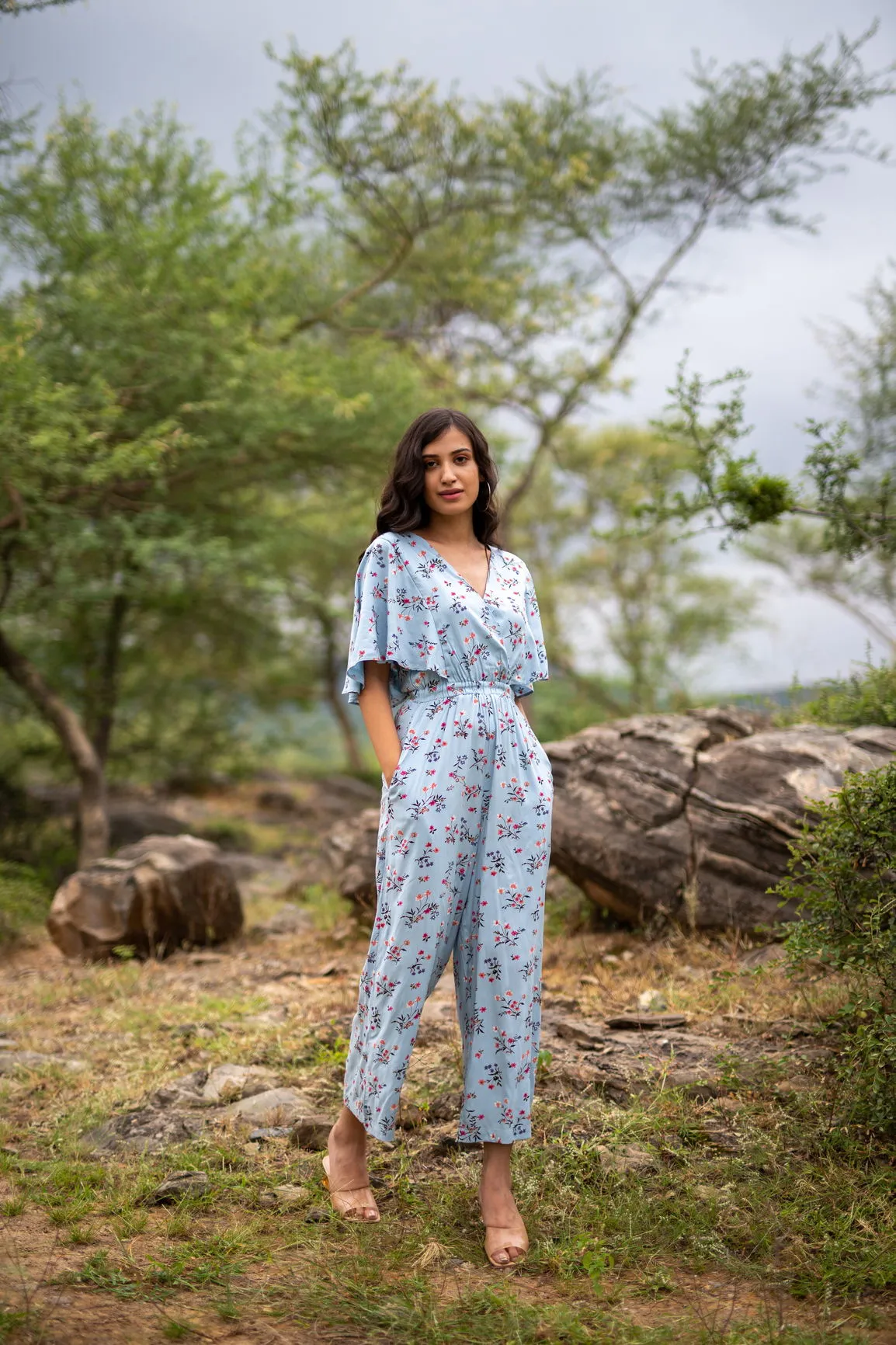 SKY BLUE FLORAL JUMPSUIT