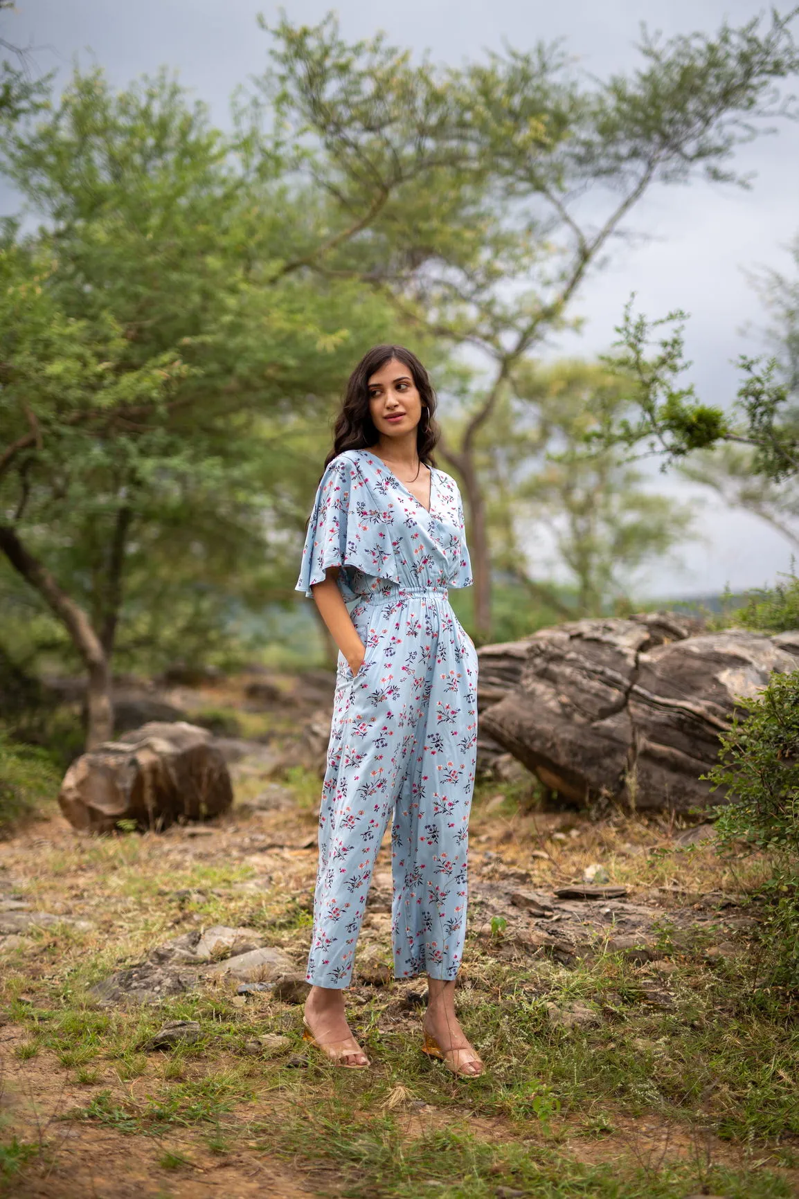 SKY BLUE FLORAL JUMPSUIT