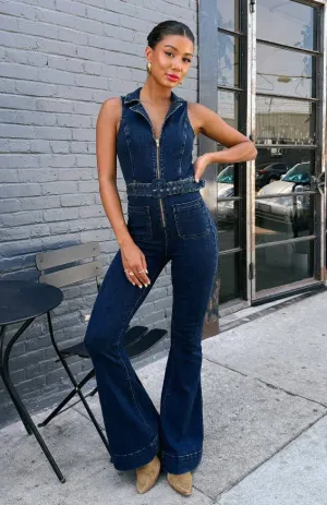 Sleeveless Denim Jumpsuit