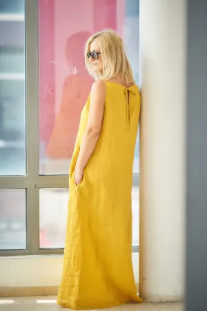 Sleeveless Linen Maxi Dress