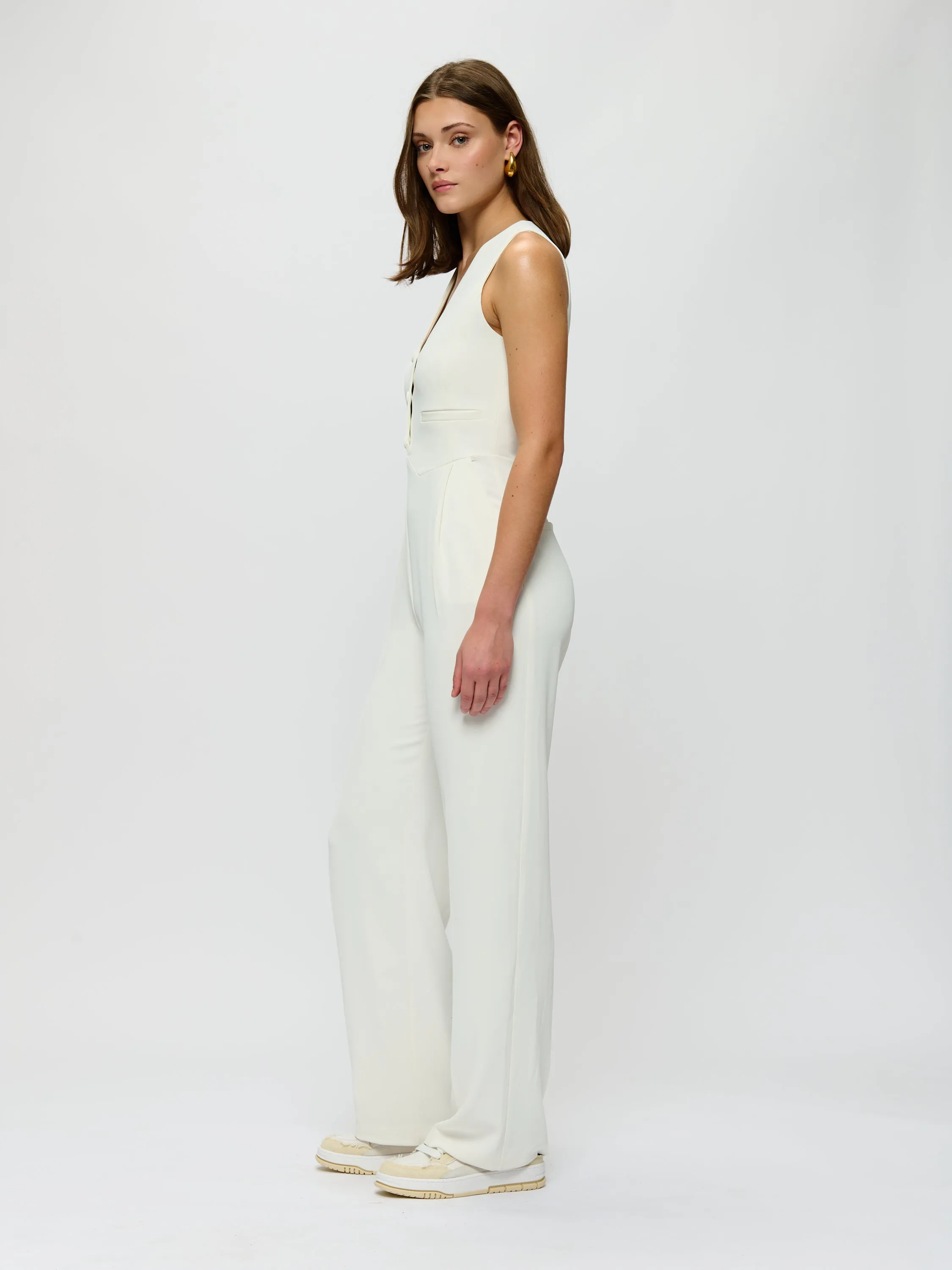 Sleeveless Tuxedo Jumpsuit