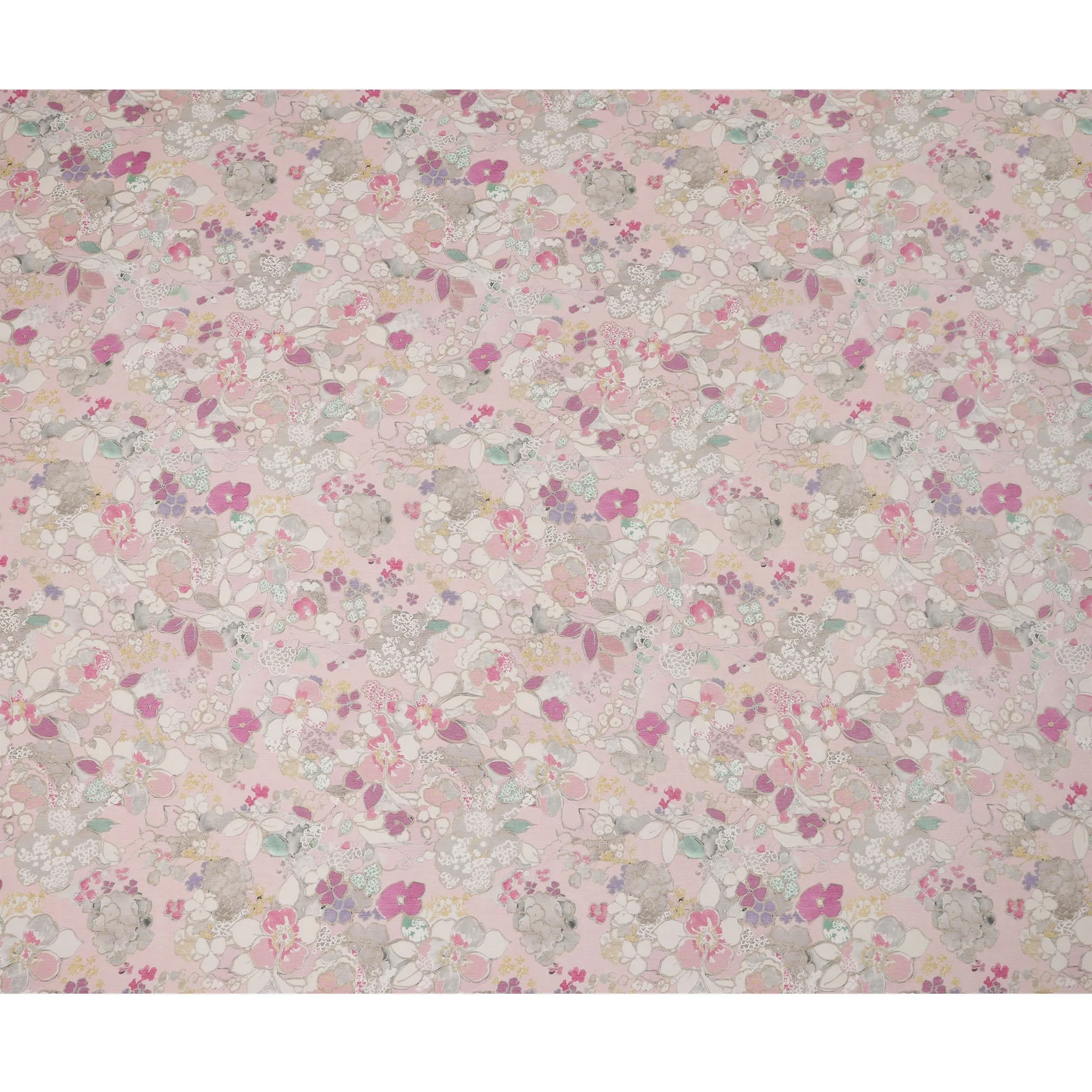 Soft Pink Viscose Digital Printed Fabric with Delicate Floral Design, 110 cm Width-D21313