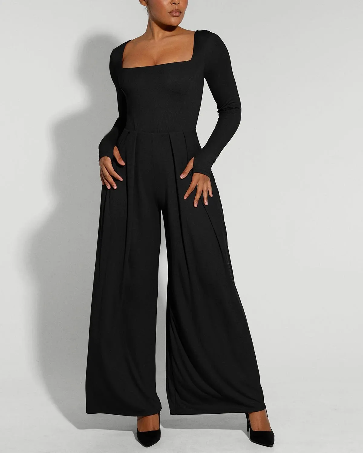 Square Neckline Built-In Shaping Jumpsuit