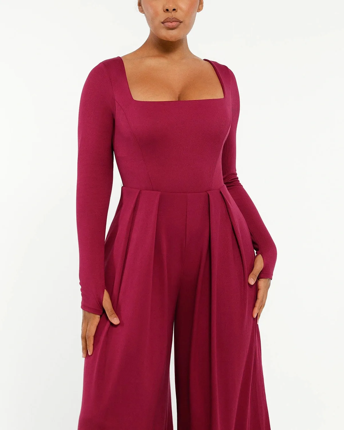 Square Neckline Built-In Shaping Jumpsuit