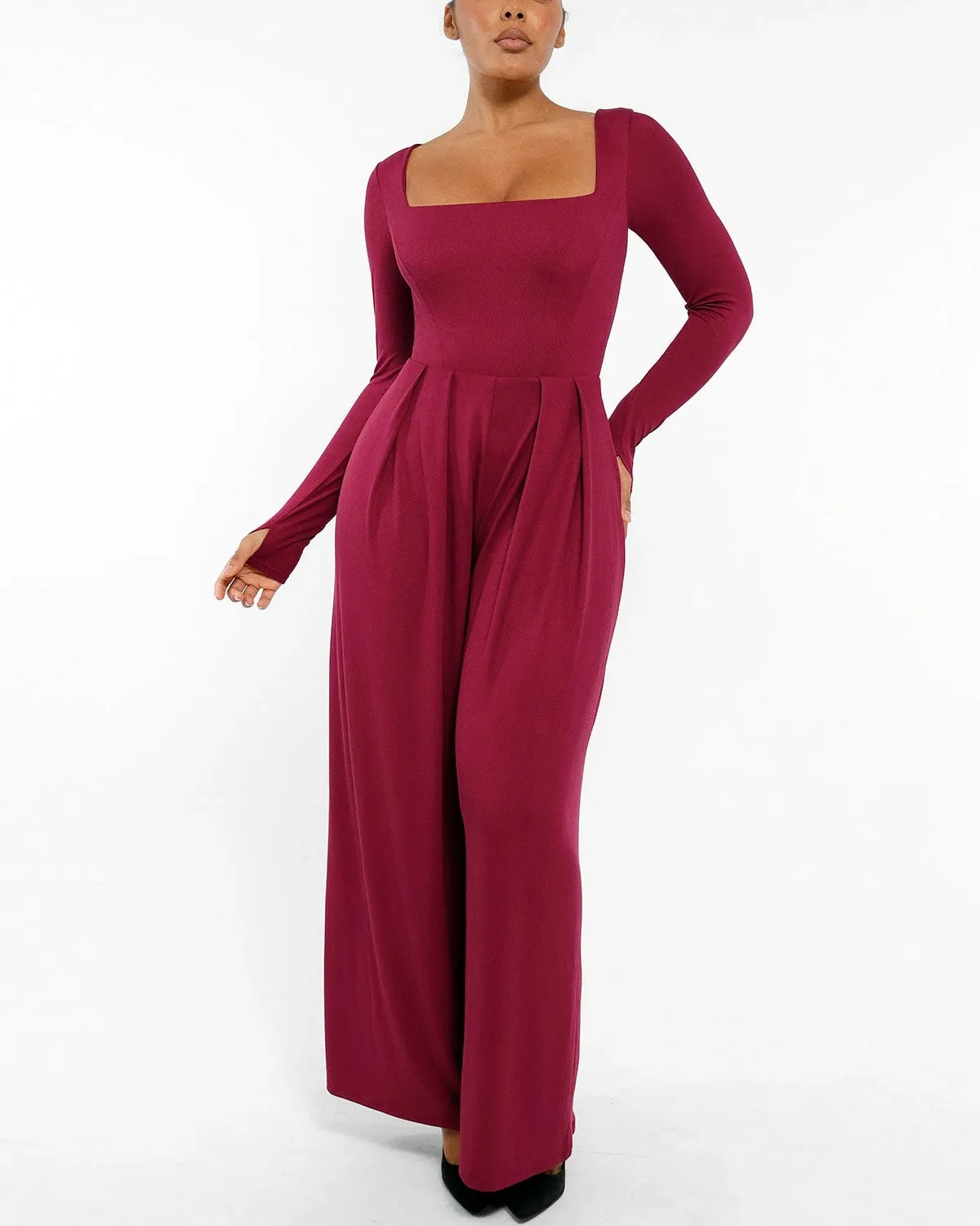 Square Neckline Built-In Shaping Jumpsuit