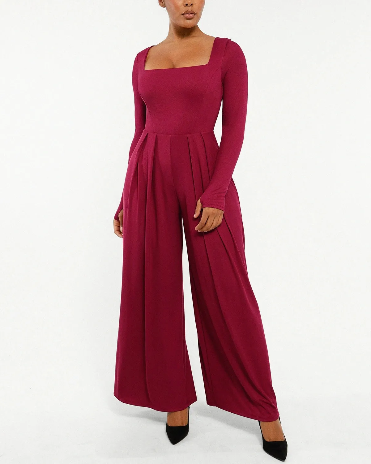 Square Neckline Built-In Shaping Jumpsuit