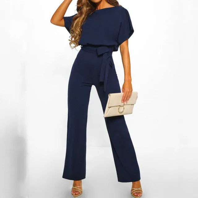 Summer Black Jumpsuit Women Overalls Elegant Long Plus Size Female Jumpsuits Rompers Lace Up Overall For Woman Jumpsuits