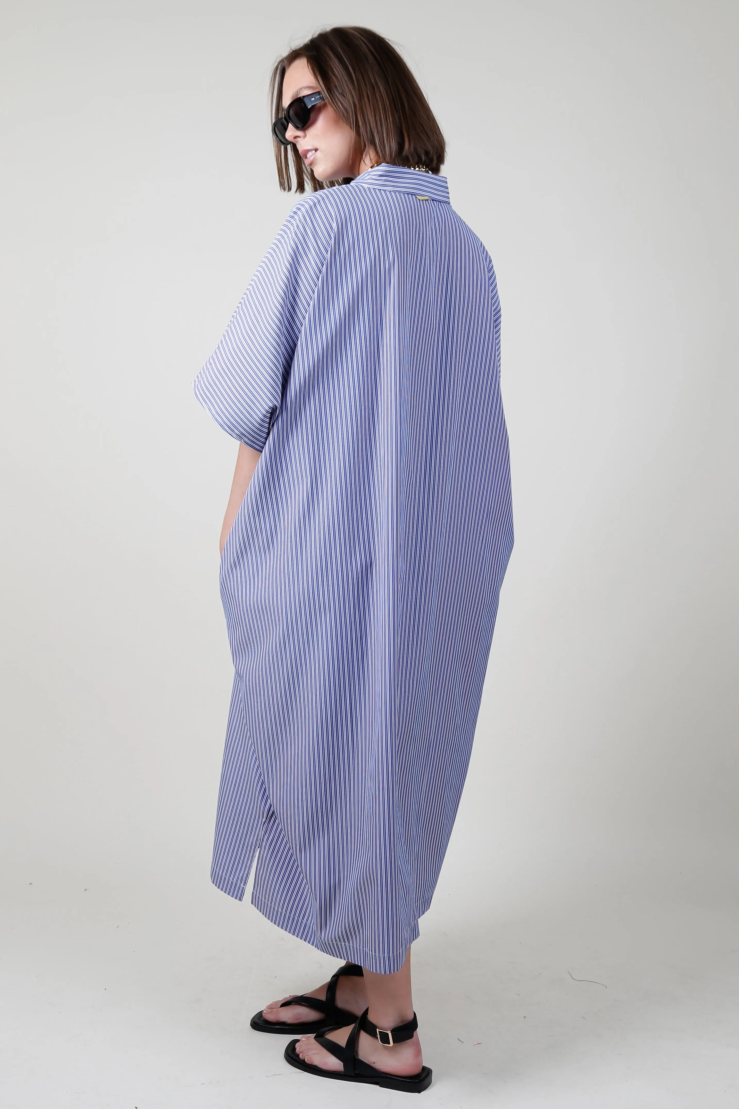 SUNDAYS | Fiora Caftan - Sea Blue Stripe