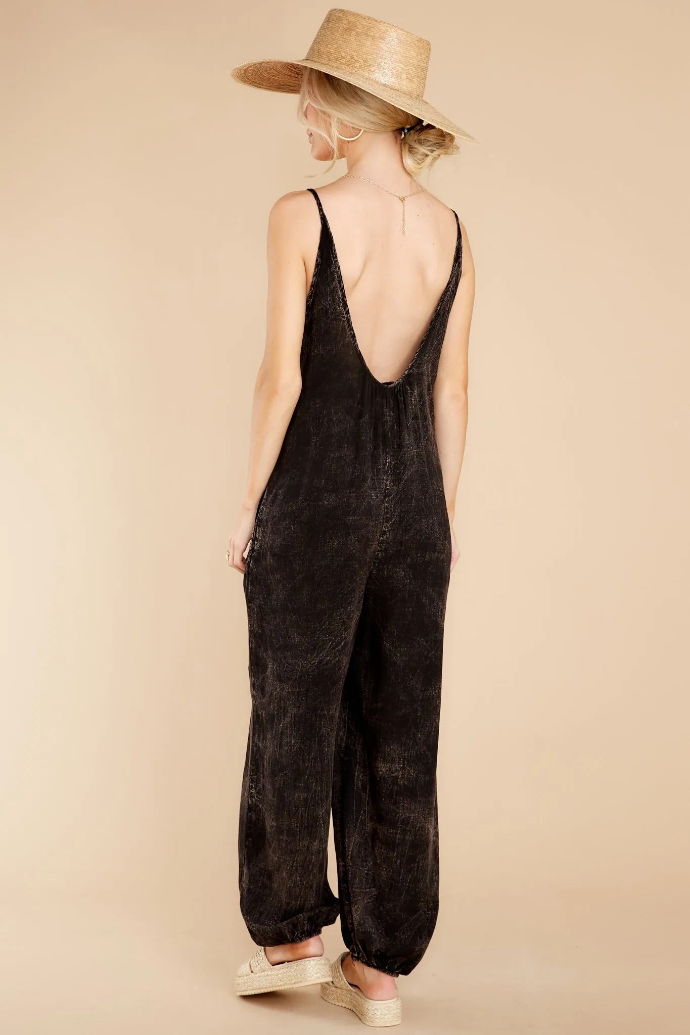 Take It To Go Washed Black Jumpsuit