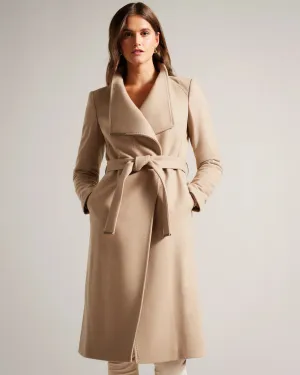 Ted Baker Rose Wool Wrap Midi Coat | Camel