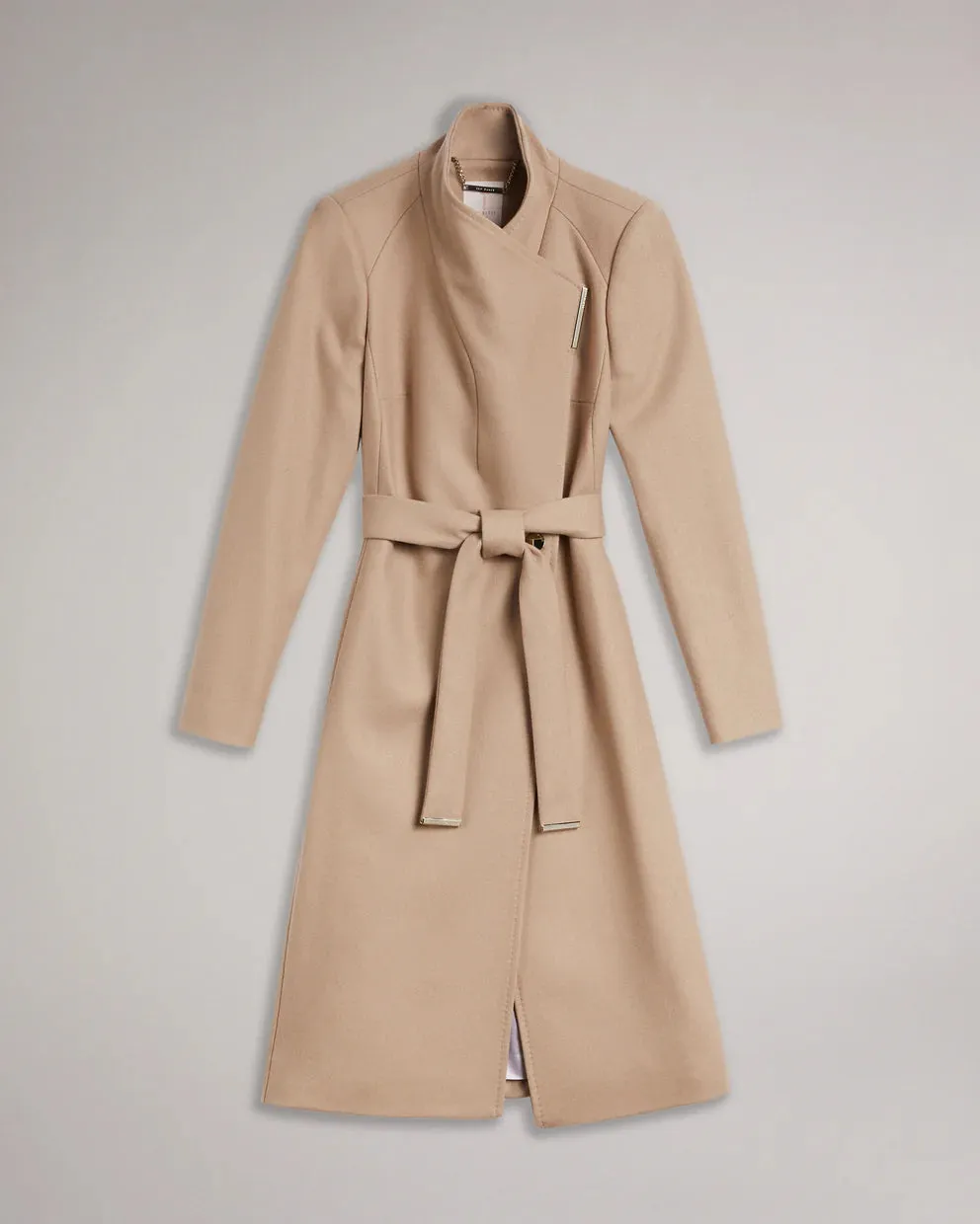 Ted Baker Rose Wool Wrap Midi Coat | Camel