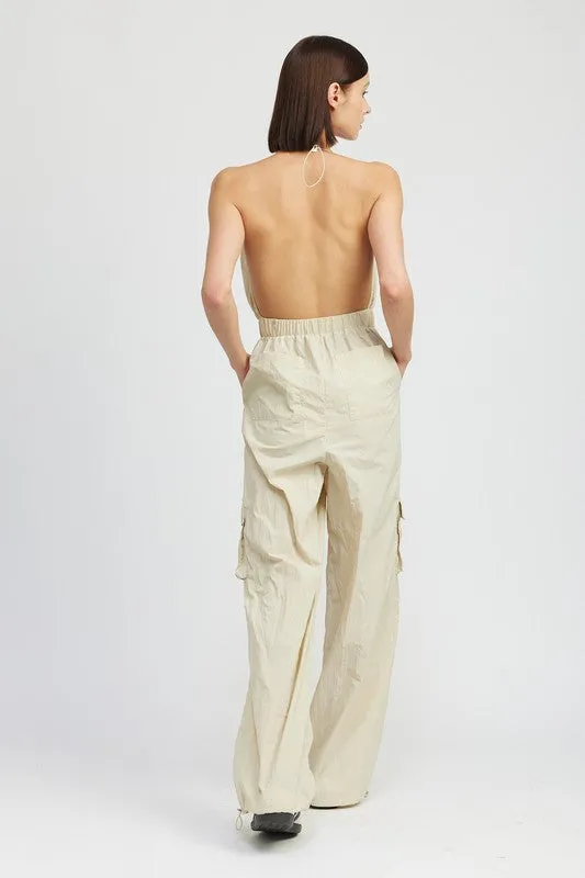 TEEK - SPAGHETTI STRAP CARGO JUMPSUIT