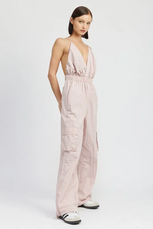 TEEK - SPAGHETTI STRAP CARGO JUMPSUIT