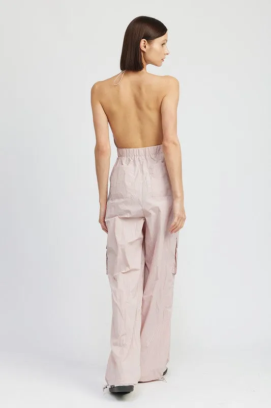 TEEK - SPAGHETTI STRAP CARGO JUMPSUIT