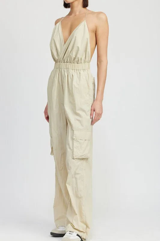 TEEK - SPAGHETTI STRAP CARGO JUMPSUIT