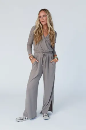 The Nest As It Was Cross Front Jumpsuit - Taupe