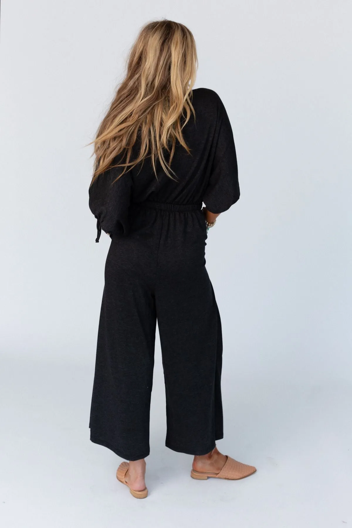 The Nest Carolina Comfy Wide Leg Jumpsuit - Charcoal