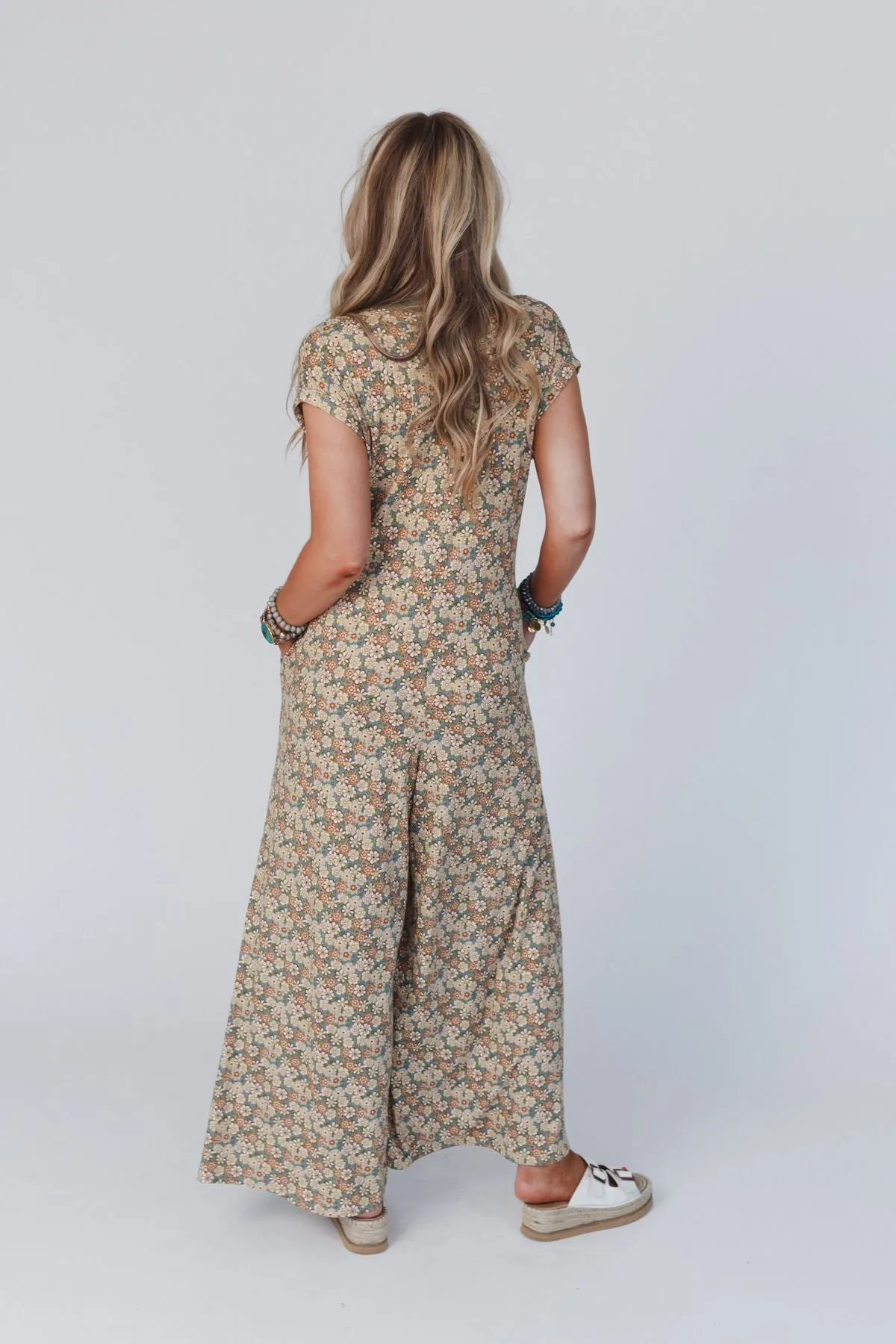 The Nest Daphne Floral Print Jumpsuit - Blue