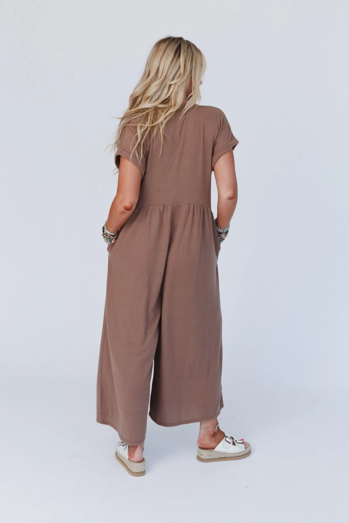 The Nest Sage and Wildflowers Jumpsuit - Mushroom