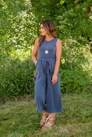 Tie Waist Cropped Jumpsuit