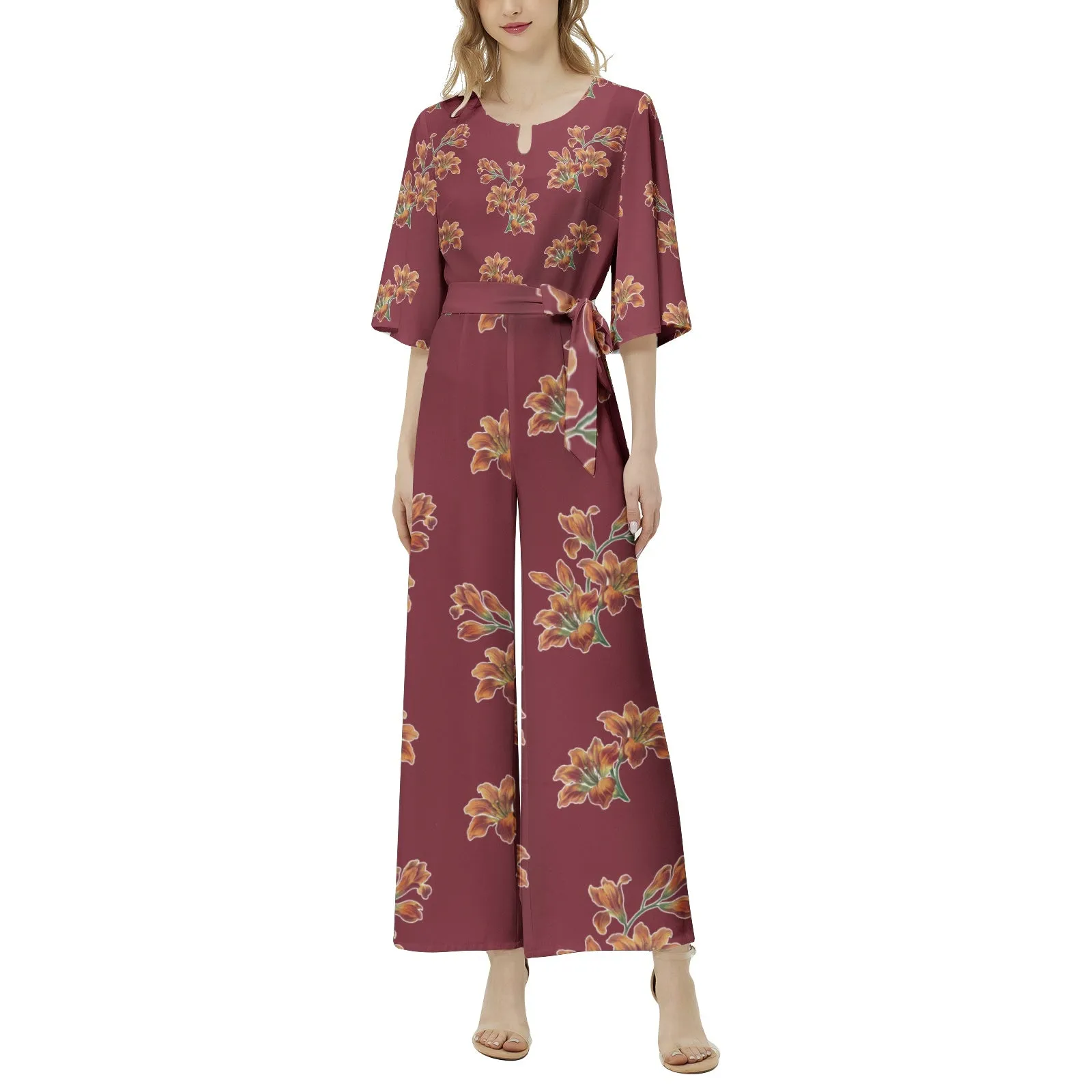 Tiger Lily Dolman Sleeve Belted Wide Leg Jumpsuit