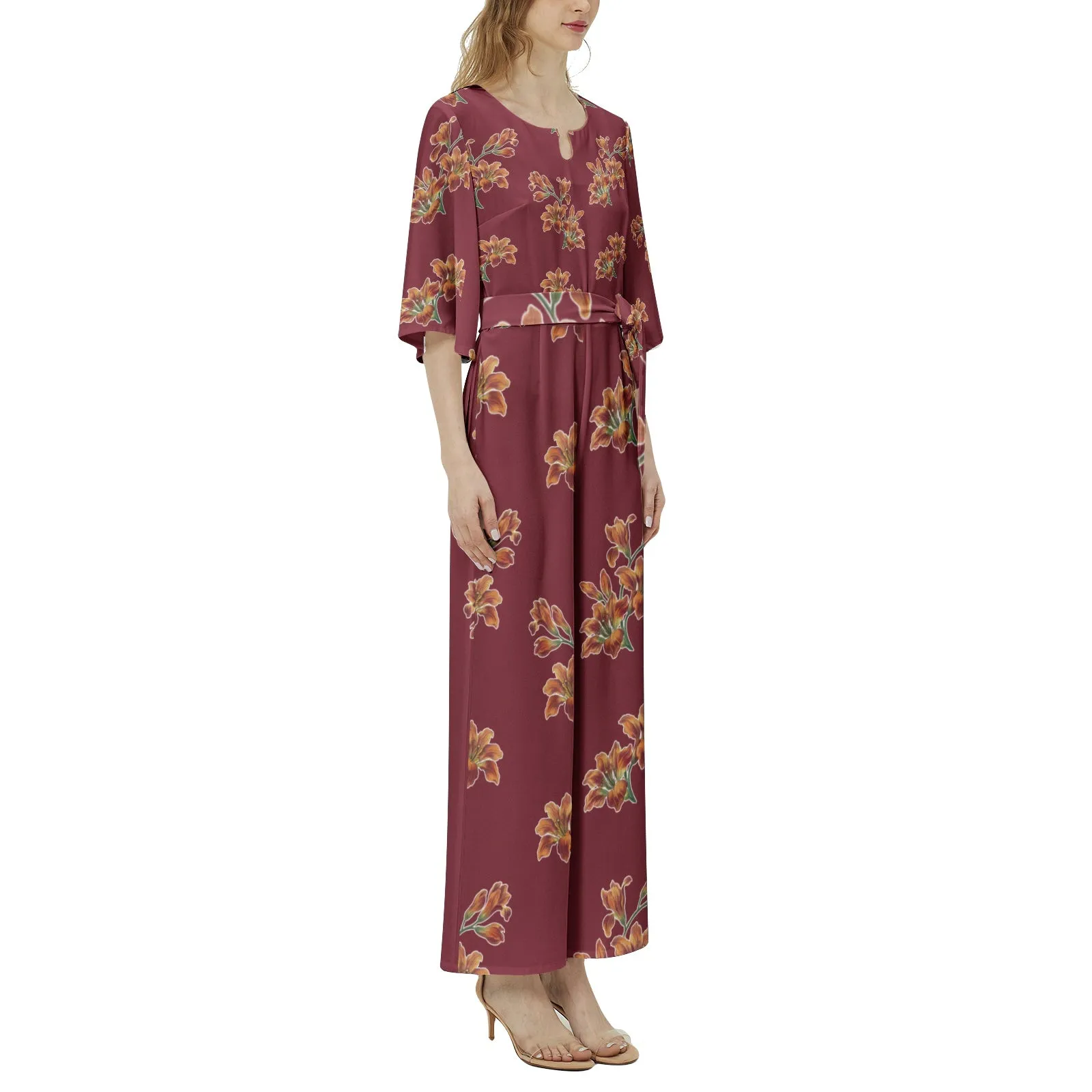 Tiger Lily Dolman Sleeve Belted Wide Leg Jumpsuit