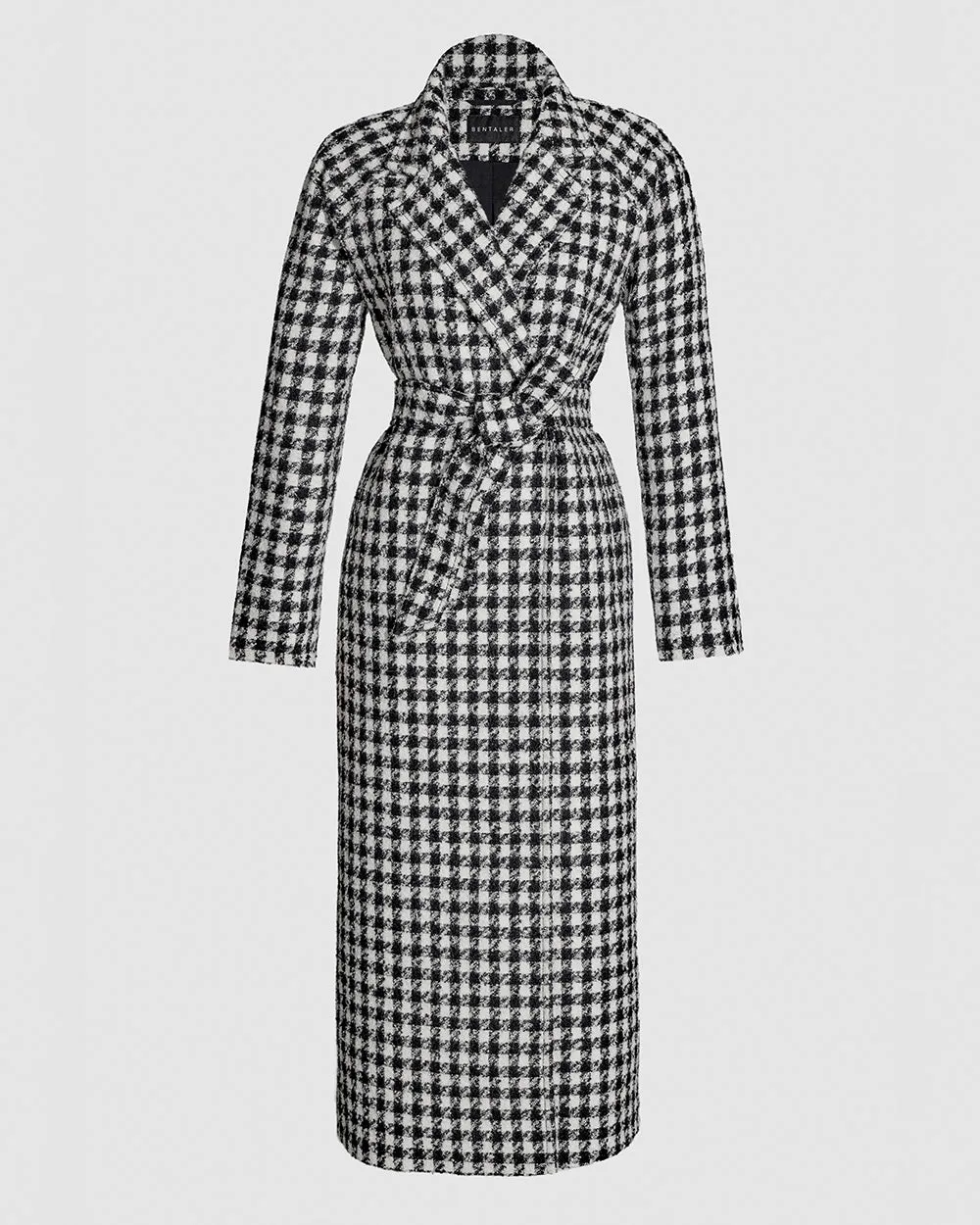 Tweed Houndstooth Suri Alpaca Long Raglan Sleeve Coat