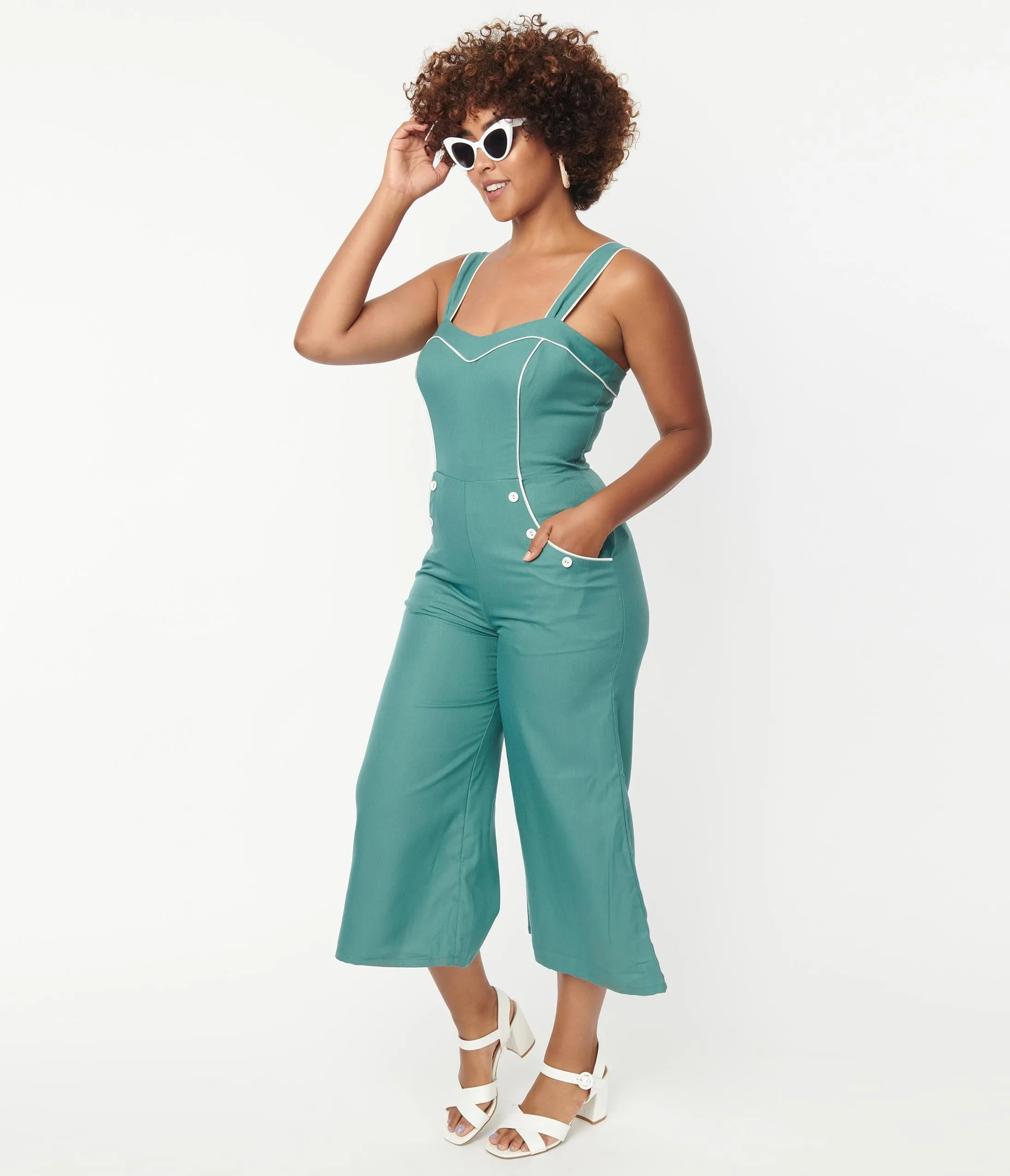 Unique Vintage Seafoam Nautical Retro Ready Jumpsuit