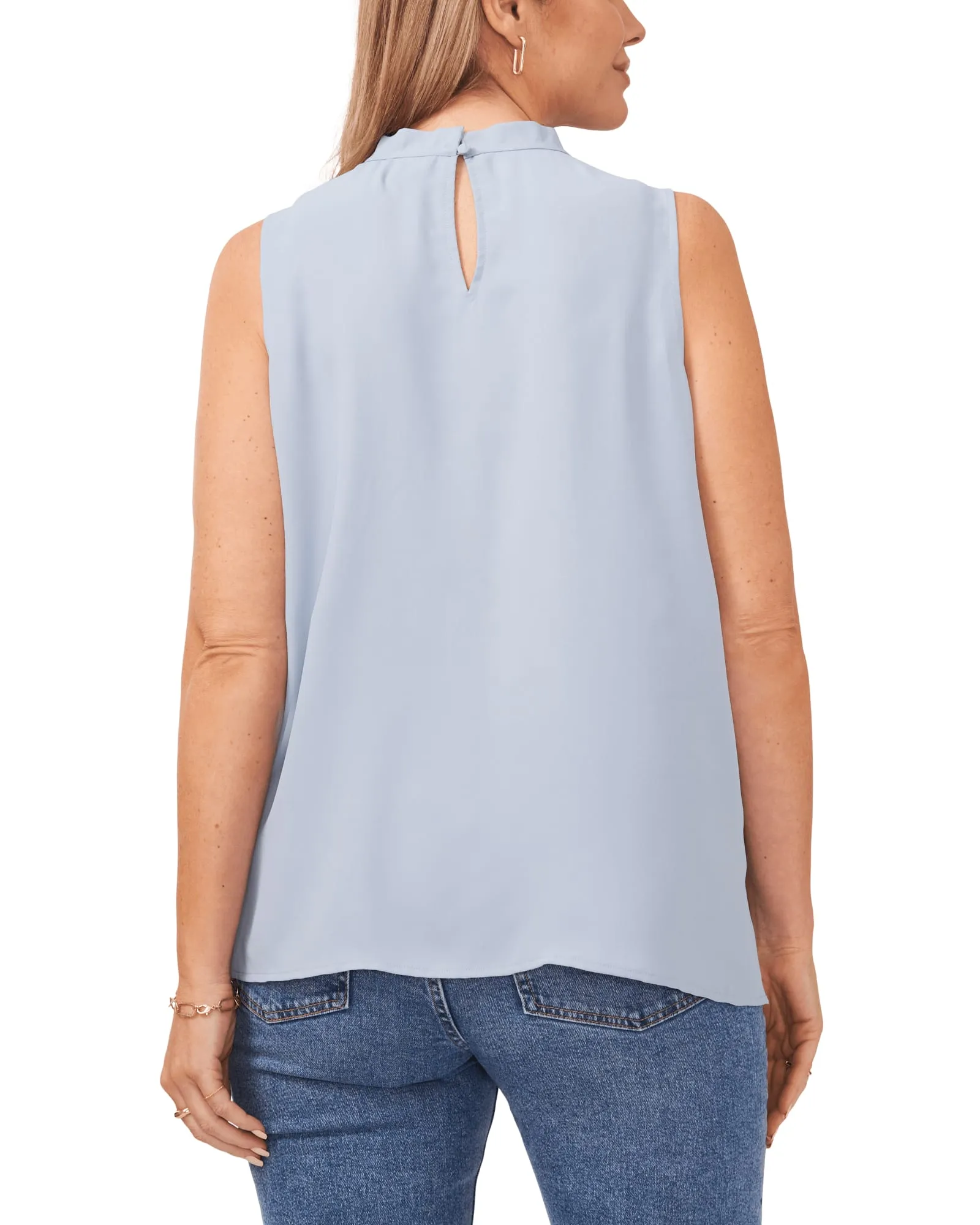 Vanessa Pleat Neck Blouse | 497-BLUE WILLOW