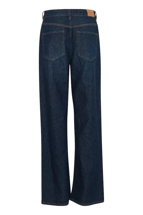 Vega High Waist Wide Leg Jean in Dark Blue