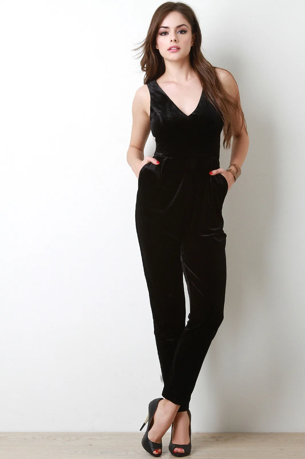 Velvet Side Cutout Jumpsuit