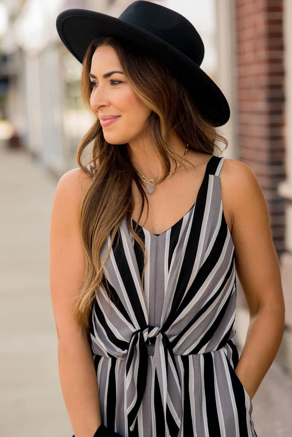 Vertical Striped Tank Jumpsuit