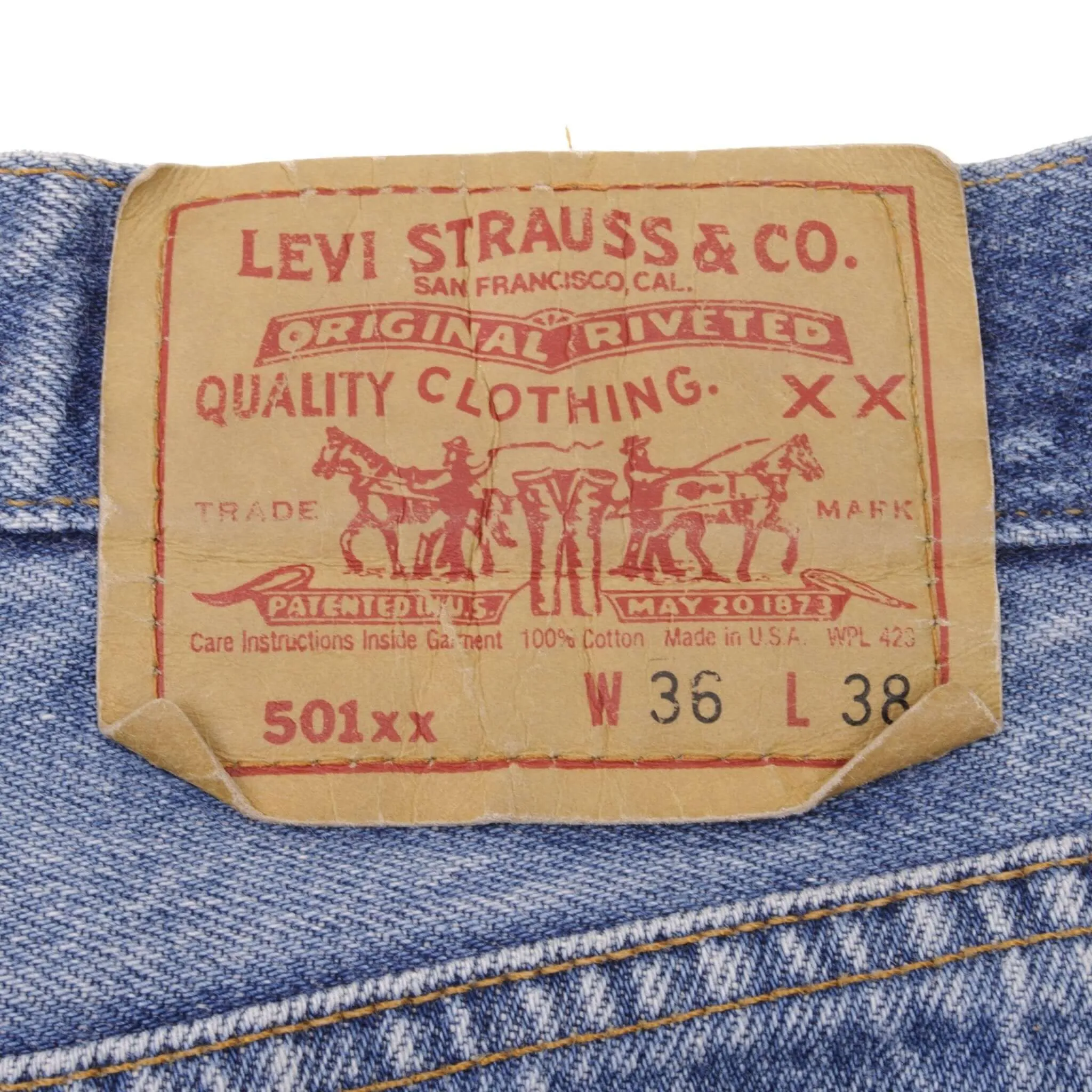 VINTAGE LEVIS 501 JEANS INDIGO 1980S SIZE W35 L34 MADE IN USA