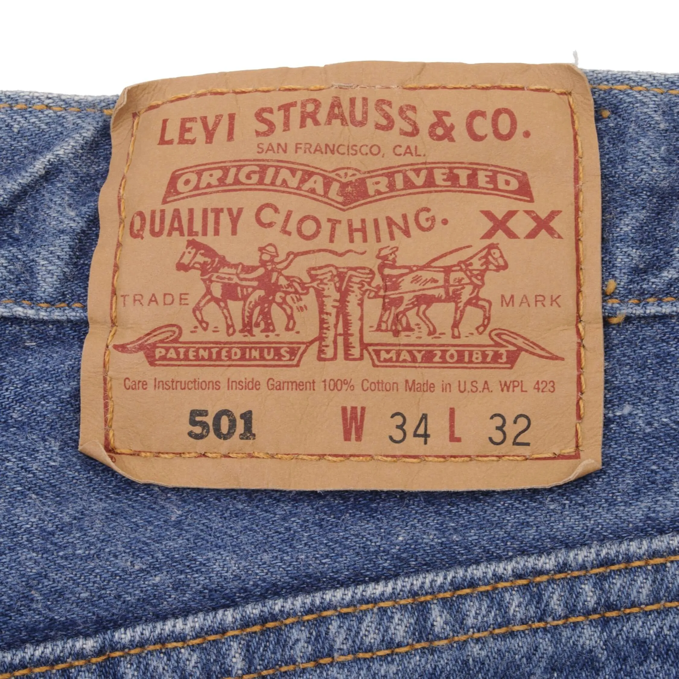 VINTAGE LEVIS 501 JEANS INDIGO 1990S SIZE W33 L32 MADE IN USA