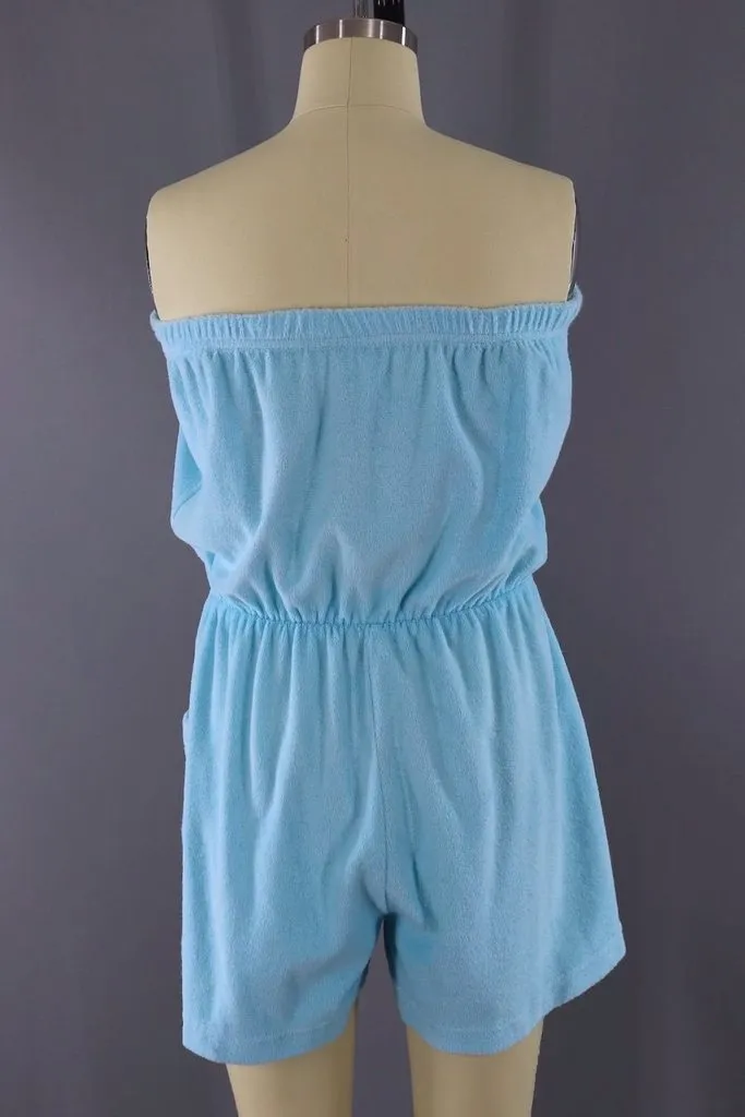 Vintage Sky Blue Terry Romper