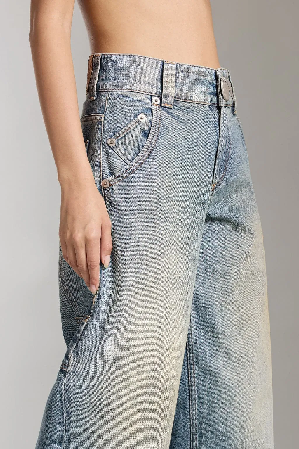 Vintage Washed Distressed Cargo Jeans